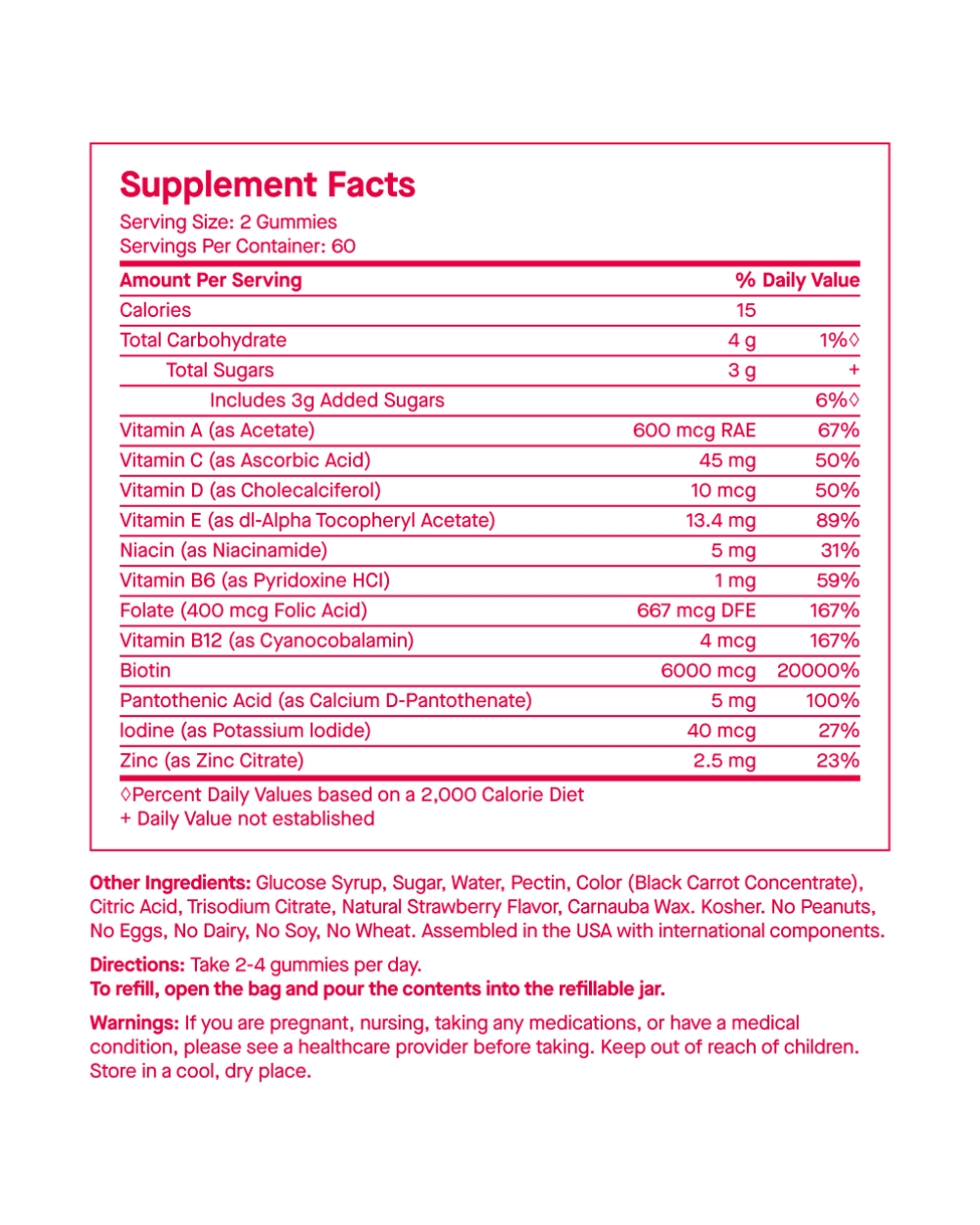 L30 Biotin & Multi-Vitamin Hair Gummies 120 counts